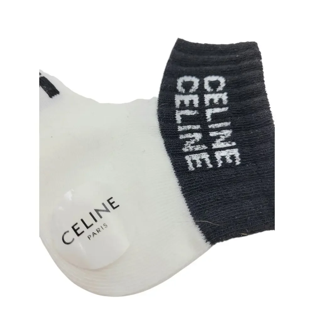 NWT Celine Paris Logo Knit Ankle Socks DD-4024